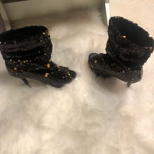 Black & Gold sequined boots